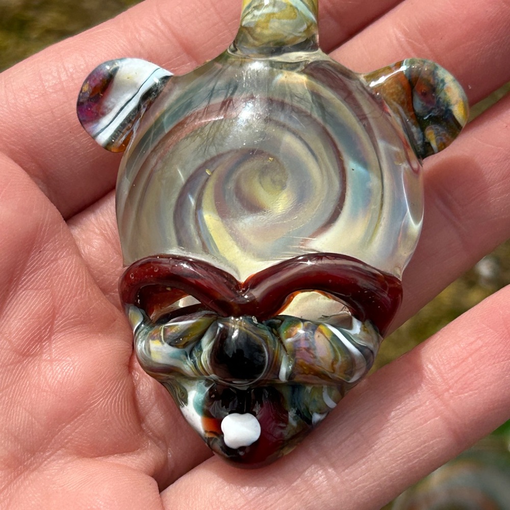 Grateful Dead Hand blown Glass dead bear pendant